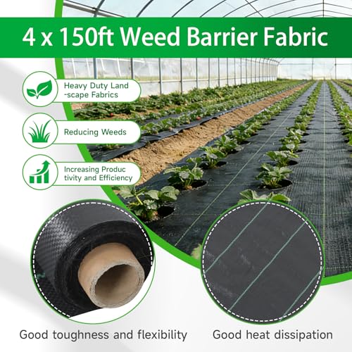Weed 4 x 150 FT Heavy Duty Landscape Fabric Ground Cover Block - size: 4 x 150 FT