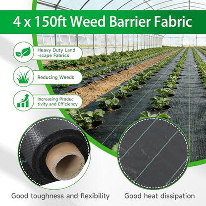 Weed 4 x 150 FT Heavy Duty Landscape Fabric Ground Cover Block - size: 4 x 150 FT