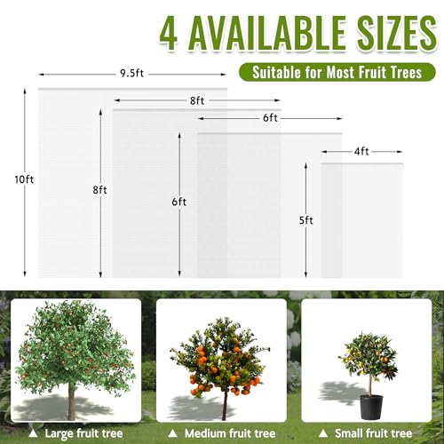 2 Pack Fruit Tree Netting Bags with Zipper and Drawstring, 6 x 6ft Ultra Fine Mesh Garden Netting Plant Cover, Bird Netting for Blueberry Bushes, Fruit Trees, Flowers (White, 6 x 6 ft) - color: White, size: 6 x 6 ft