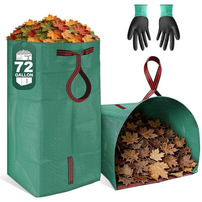 Yard Waste Bags 72 Gal 2-Pack, Reusable No-Bend Dustpan Leaf Bags