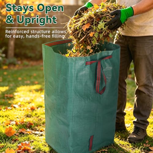 HEMOTON Reusable Yard Waste Bags 72 Gallon, 2 Pack with Gloves