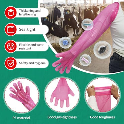 Long Disposable Gloves 50pcs Shoulder Length Gloves Long Arm for Cleaning Pet Animal Examination Protection Glove