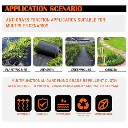 6 Size Weed Barrier Landscape Fabric Heavy Duty Gardening Weed Control Mat,Woven Weed Cloth Geotextile Fabric for Landscaping Driveway Farm Greenhouse (6x100FT)