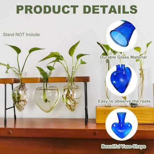 M METERXITY 3-Pack Propagation Vases, Heart-Shaped Glass Propagation Stations for Indoor Plants/Desktop Decor/Home Garden, Plants Terrariums Hydroponic Vases [Clear/Pink/Blue] - color: Clear/Pink/Blue