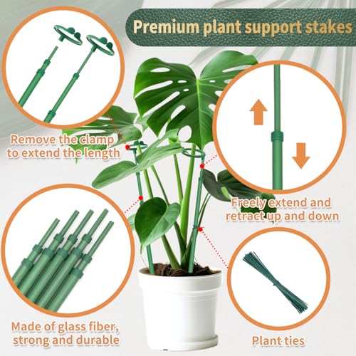 Telescoping Plant Stakes, 7Pcs 17.9IN to 42.3IN Adjustable Monstera Support - size: 25Inches 7Pack