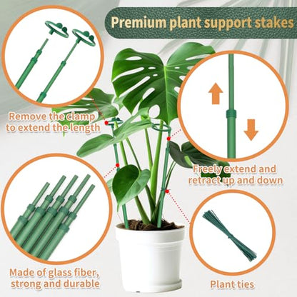 Telescoping Plant Stakes, 7Pcs 17.9IN to 42.3IN Adjustable Monstera Support - size: 25Inches 7Pack