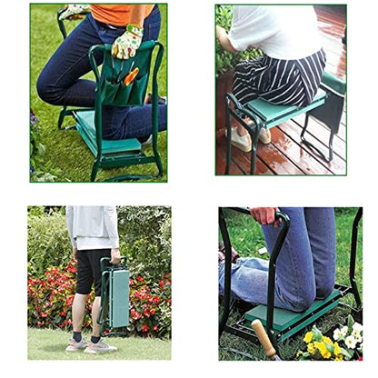LABLT Garden Kneeler Seat Stool Bench Portable Folding Stool EVA Foam Pad with Tool Bag Pouch