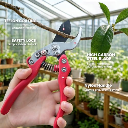 AGRICUT Japanese Pruning Shears, Hand Pruners with Sheath - style: Nylon Handle, High Carbon Steel PRO with Sheath