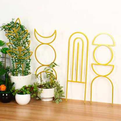 4 Pcs Plant Trellis Indoor Gold Small Trellis for Potted Plants - style: Boho,Gold
