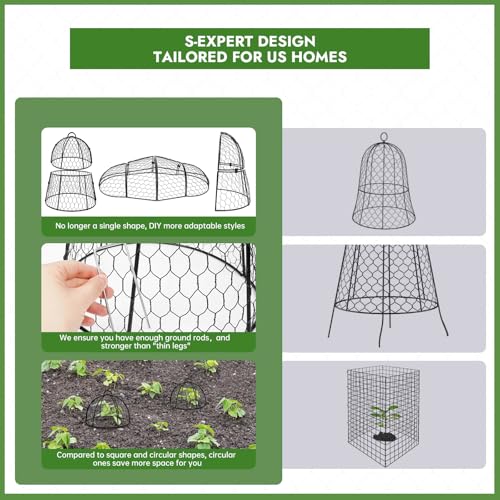 Decoroca 2 PCS Garden Cloches for Plants - Chicken Wire Plant Protectors - size: 2pcs-13.4x13in