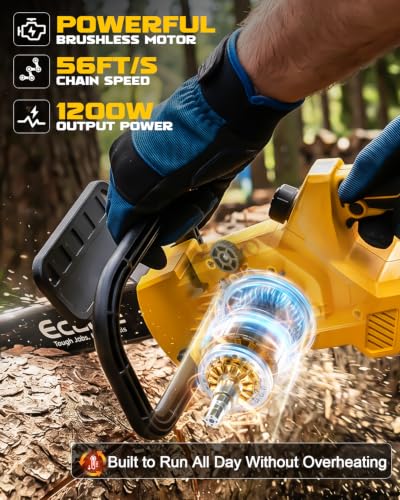 Ecarke 16-Inch Brushless Chainsaw Compatible with Dewalt 20V - color: Yellow, size: 16 Inch
