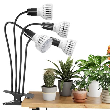 GooingTop Grow Light,24W (160Watts Equiv) 5000K White Full Spectrum LED Growing Lamp Clip on Desk for Indoor Plants,Bulbs Replaceable & Non-dimmable (Black, 320W) - size: 320W