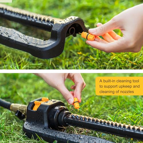 FANHAO Oscillating Sprinkler for Yard, Garden and Flower Beds, Covers Up to 3,600 sq. ft., Durable Lawn Sprinkler with 19 Precision Nozzles, Adjustable Range Watering System