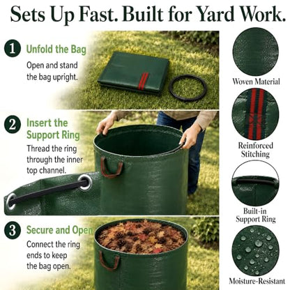 150 Gal Oversized Reusable Yard Waste Bags, 2-Pack, Leaf and Lawn Cleanup - size: 150 Gal