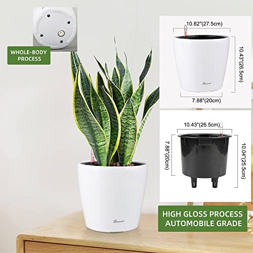 Dexceder 11x10 Self Watering Planter (White High Gloss) - color: Ceramic White, size: 11x10