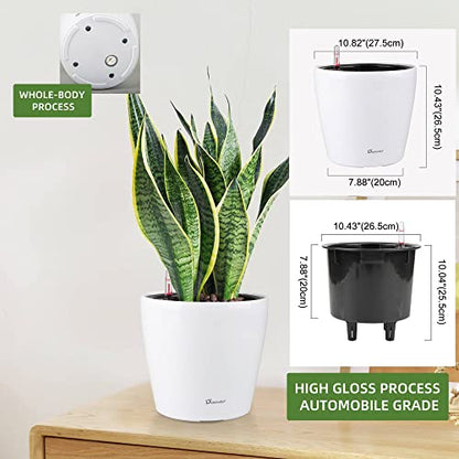 Dexceder 11x10 Self Watering Planter (White High Gloss) - color: Ceramic White, size: 11x10