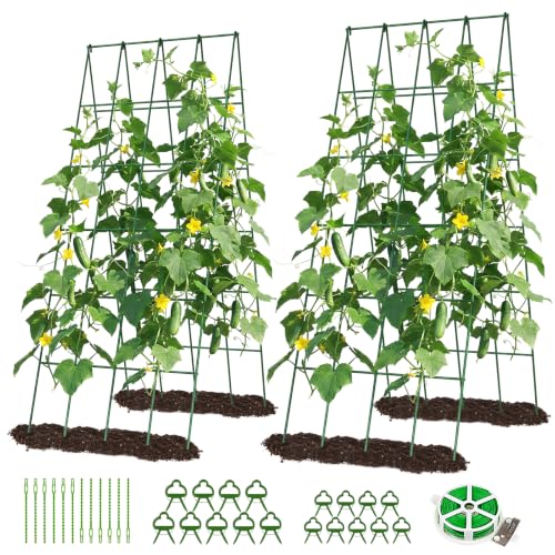 DoCred 39.4" H Cucumber Trellis, 2 Pack Foldable A Frame Garden Trellis - color: Green, size: 39.4" H (Standard)