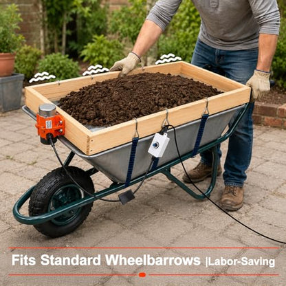 Large Soil Sifter with 40W Adjustable Vibration Motor, 39.3" x 19.6" Automatic Wooden 1/4" Mesh Rocks Dirt Compost Gravel Sifting Screen Gardening Sieve Fits Wheelbarrows,with 3-in-1 Garden Tools Set - size: 39.7" x 19.6"