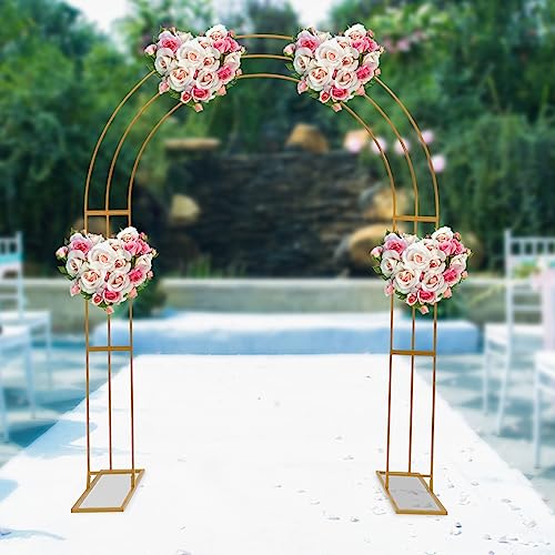 TFCFL Garden Arbor Arch 6.9 * 8.5 Ft Metal Wedding Arch, Heavy Duty Garden Trellis, Easy to Assemble, Garden Arbor for Climbing Plant Outdoor & Indoor, Party Ceremony Arches (Gold)