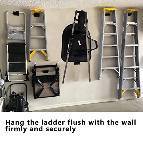 Heavy-Duty Ladder Hanger-Wall Mount Ladder Hooks for Storage-Wheelbarrow Hangers for Garage Wall-2 Pack - size: 2 P