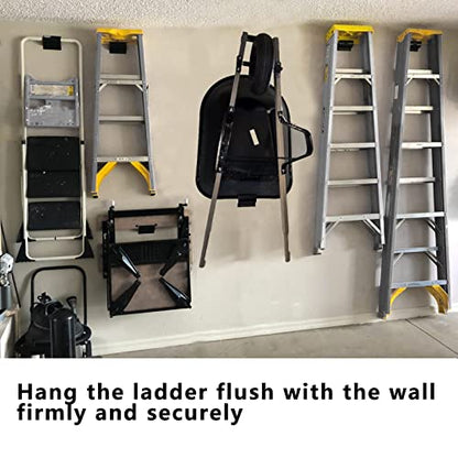 Heavy-Duty Ladder Hanger-Wall Mount Ladder Hooks for Storage-Wheelbarrow Hangers for Garage Wall-2 Pack - size: 2 P