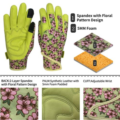 Cute Pattern Gardening Gloves,Thornproof Garden Glove,Gardener Gift - color: 1 Pair Per Pack-chartreuse, size: Large