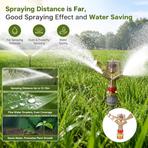 G3/4in 25mm Impact Sprinkler, 2PCS Heavy Duty Lawn Sprinkler Head, Male Thread Water Sprinkler System for Lawn for Agricultural Gardeners