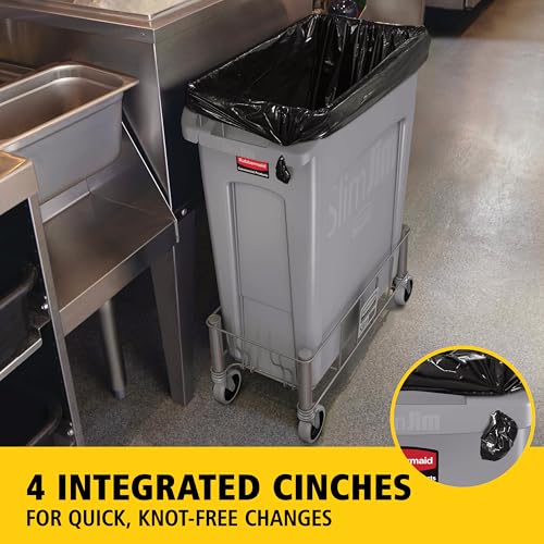 Rubbermaid Commercial Products Slim Jim Plastic Rectangular Trash/Garbage Can with Venting Channels, 23 Gallon, Gray - color: Gray, size: 23 Gal