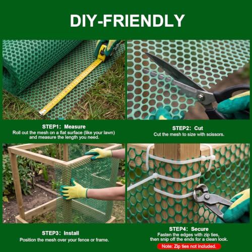 Plastic Wire Mesh Fence 16in x 33Ft Plastic Chicken Wire Mesh for Poultry, Dogs, Rabbit, Snake Barrier & Gardening Versatile Plastic Fencing (16in x 33Ft, Green) - color: Green, size: 16in x 33Ft