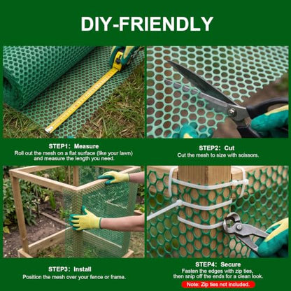 Plastic Wire Mesh Fence 16in x 33Ft Plastic Chicken Wire Mesh for Poultry, Dogs, Rabbit, Snake Barrier & Gardening Versatile Plastic Fencing (16in x 33Ft, Green) - color: Green, size: 16in x 33Ft