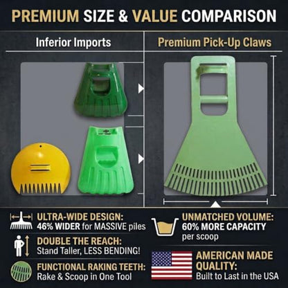 Pick-Up Claws | Premium Ergonomic Leaf Scoop Yard & Garden Grabber Tool - style: Pick-Up Claws