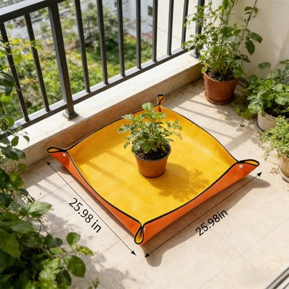 Repotting Mat for House Plants, Waterproof Portable Potting Mat Gardening Tray, Flower and Plant Care Transplanting and Potting Soil Mess Control - color: Yellow