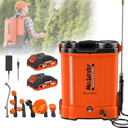 Maxlander 4.2 Gal Battery Powered Backpack Sprayer with 2 x 2.0Ah Battery