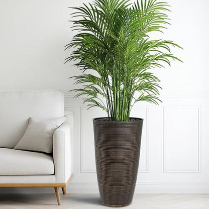 24" Large Outdoor Planters for Plants,Bronze Plastic Tall Flower Pots - color: 23.5" Pp-brushed Bronze