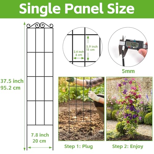 ARIFARO 4Pack 37.5'' Metal Garden Trellis for Climbing Plants Outdoor - size: 37.5 inches