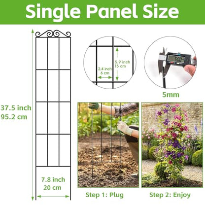 ARIFARO 4Pack 37.5'' Metal Garden Trellis for Climbing Plants Outdoor - size: 37.5 inches