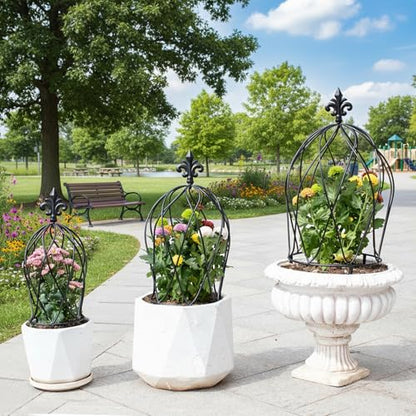 3PCS Metal Trellis Set for Climbing Plants - Indoor & Outdoor Decor - size: 26" x 11"