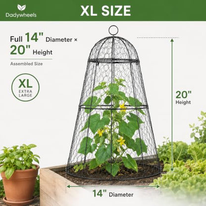 Easy-Snap Open Design Chicken Wire Cloche (6-Pack) - Adjustable Garden Plant Protectors from Birds & Animals for Large Plants & Flowers,14" D x 20" H - size: XL / 14"D x 20"H