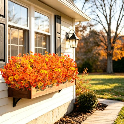 Grunyia 20 Bundles Artificial Outdoors Flowers (Yellow Orange) - color: Yellow Orange