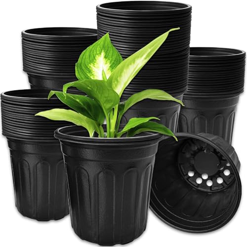 OJYUDD 60 Pack 1 Gallon Flexible Plant Nursery Pots,Thickened Soft Plastic Seed Starting Pots,Plastic Plant Container with Hole for Flower Seedling,Succulents,Cuttings,Transplanting(Black) - size: 60 Pack 1 Gallon