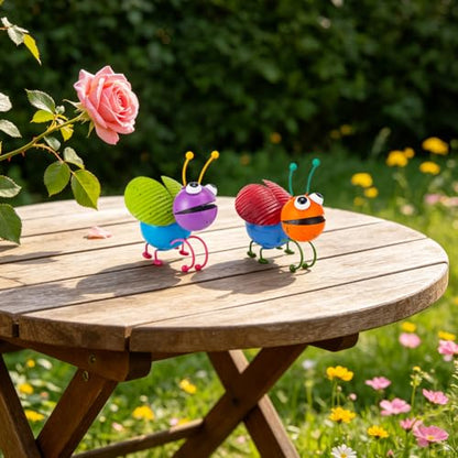 2 Pcs Outdoor Statues Metal Yard Art Flower Pot Hugger - color: 2 Pack Ladybugs