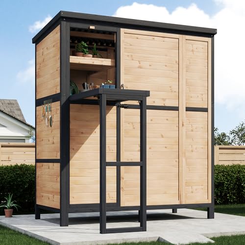 Jocisland Solid Wood Outdoor Stotage Cabinet Shed, 5.15x2.75 FT