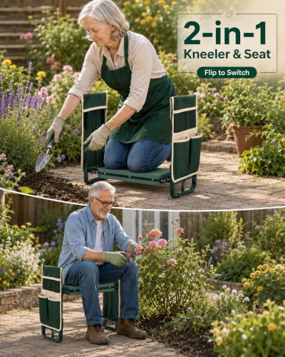 Garden Kneeler and Seat, 6-Level Height Adjustable for Seniors