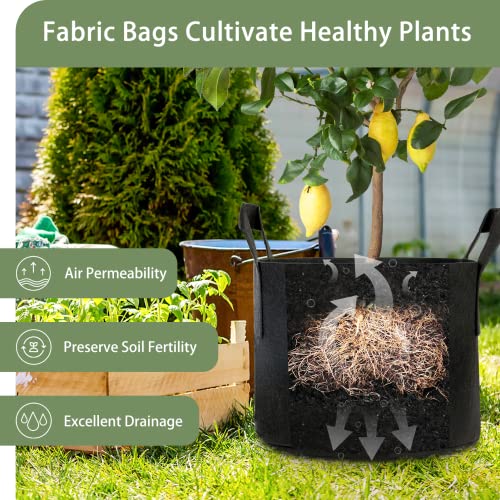 GreatBuddy Grow Bags 10 Gallon 6-Pack, Heavy Duty Fabric Grow Bags with Handles for Vegetables, Herbs, and Tomatoes, Fabric Pots & Planting Bags for Outdoor Home Gardening - size: 10 Gal