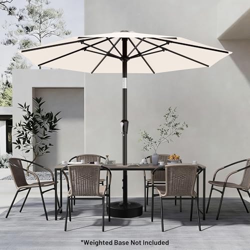 AreShark 9FT Outdoor Patio Umbrella with Tilt and Crank, Cream-white - color: Cream White, size: 9ft