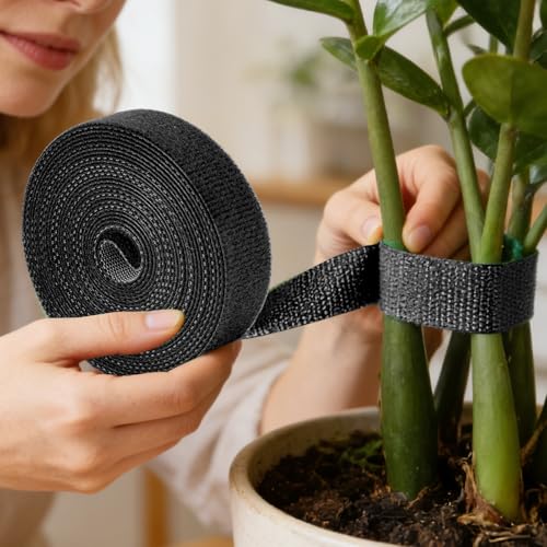 Plant Ties for Outdoor Plants- Tomatos Monstera Stakes Garden Tape Reusable Cable Ties for Plant Support Gardening Essentials(Black, Width 10mm, length 82ft) - color: Black 2, size: 82ft