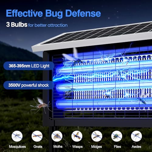 Solar Bug Zapper Outdoor, 30W Powerful Mosquito Zapper Outdoor - size: 19.7 inches for 3500 sq.ft