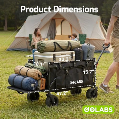 Golabs Collapsible Wagon Cart, 560lbs Load, 280L Heavy Duty Foldable Cart