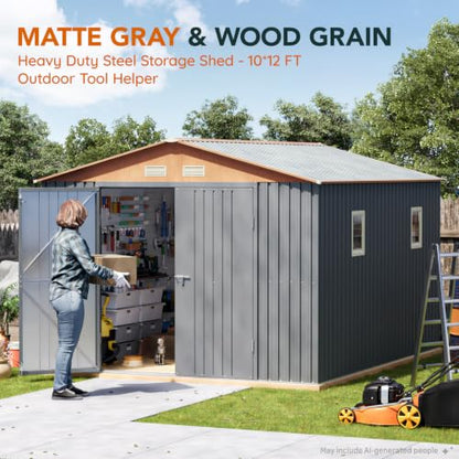 Verdeluxe 10x12x7.4FT Multi-Used Shed & Outdoor Storage Shed with Base - size: 10*12FT (Base Included)