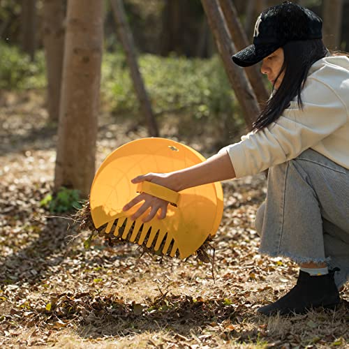 Gardenised Pair of Leaf Scoops Plastic Hand Rake for Yard Cleanup, Yellow - style: Yellow